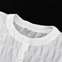Load image into Gallery viewer, Women White 3 Piece Sets Summer Casual Lantern Long Sleeve Cardigan Tops Shorts Suits Lady Spring Soft Three Piece Outfit
