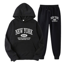 Load image into Gallery viewer, Plus Size Fleece Lined Long Sleeve Pullover Hoodie and Sweatpants Set
