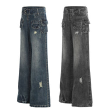 Load image into Gallery viewer, High street worn out multi pocket jeans for women

