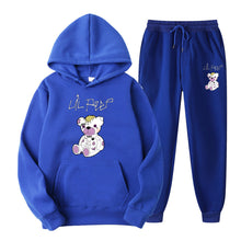 Load image into Gallery viewer, Men's Bear Print Fleece Hooded Sweatshirt Set
