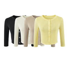 Load image into Gallery viewer, Shirt Mid-Sleeve Lightweight Knit Cardigan Light and Elegant Simple Round Neck Sun Protection Jacket
