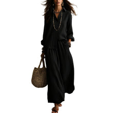 Load image into Gallery viewer, Summer High-End Shirt Collar Outfit Loose Cotton Linen Women's Set
