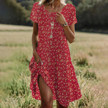 Load image into Gallery viewer, Summer Bohemian Style Large Round Neck Mid-Length Dress

