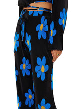 Load image into Gallery viewer, Floral Print Two-Piece Pants Suits Spring Summer Casual Women Pleated Sets Long Sleeve Tie Up Crop Tops+Loose Pants
