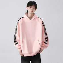 Load image into Gallery viewer, Three Stripes Hooded Sweatshirt Men  Vintage Streetwear Casual Loose Outerwear

