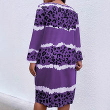 Lade das Bild in den Galerie-Viewer, Fashionable V-Neck Printed Leopard Print Casual Comfortable Plus Size Dress
