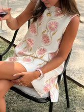 Load image into Gallery viewer, Fashionable Pink Floral Round Neck Sleeveless Vest Dress for Women Casual Summer Style
