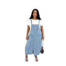 Load image into Gallery viewer, Chic Single-Button Knee-Length Sleeveless Denim Dress
