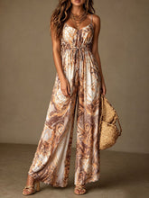 Load image into Gallery viewer, Printed Camisole Backless Loose Wide Leg Jumpsuit
