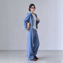 Load image into Gallery viewer, Casual Sport Blue Hoodie Jacket and Wide Leg Pants Two Piece Set for Women
