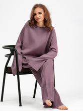 Load image into Gallery viewer, Two Piece Autumn Winter Warm Women Sweaters Tracksuit Thick Warm Knit Sweater + Pant Suit Loose Casual Lady Knit Sets
