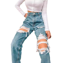 Load image into Gallery viewer, Ripped slim fit jeans for women
