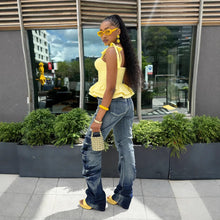 Lade das Bild in den Galerie-Viewer, Street Style Pleated Catwhisker Slim Fit Washed Stack Denim Pants
