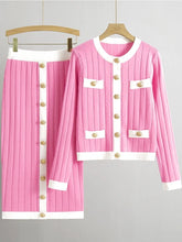 Load image into Gallery viewer, French Knitted Cardigan Jacket Black Half Skirt Sets
