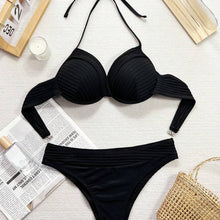 Charger l'image dans la galerie, Vertical texture hanging neck bikini set
