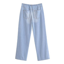 Load image into Gallery viewer, Strap up design straight leg jeans for women
