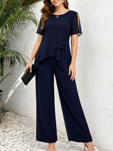 Load image into Gallery viewer, Irregular Top Wide Leg Long Pants Two-Piece Set
