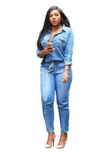 画像をギャラリービューアに読み込む, Casual Women's Long Style Denim Jumpsuit
