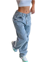 Load image into Gallery viewer, Vintage Wide Leg Women Denim Solid Jeans

