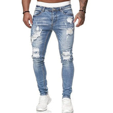 Charger l'image dans la galerie, Mens Ripped Skinny Jeans Blue Slim Fit Hole Pencil Pants Biker Casual Trousers Streetwear 2020 High Quality Denim Man Clothing
