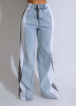 Load image into Gallery viewer, Multi-Color Side Stripe Wide-Leg Jeans
