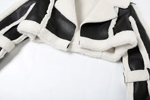 Load image into Gallery viewer, Long Sleeve Patchwork Color Fur Pu Short Jacket
