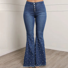 Load image into Gallery viewer, Women Beading Wide Leg Bell Bottom Jeans
