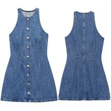 Load image into Gallery viewer, Sleeveless Jean Denim Elegant Casual Mini Dress
