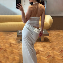 Cargar imagen en el visor de la galería, Halter Neck White Mesh Casual Women  Dress
