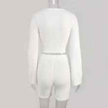 Load image into Gallery viewer, Casual Flare Sleeve Sweatshirts 2 Piece Shorts Set
