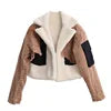 画像をギャラリービューアに読み込む, Short Fur Patchwork With Pockets Denim Jacket
