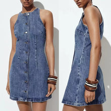 Load image into Gallery viewer, Sleeveless Jean Denim Elegant Casual Mini Dress
