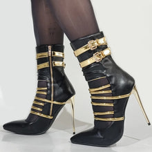 Charger l'image dans la galerie, Summer  High Heels Gold Straps Cutout Ankle Sandal Boots
