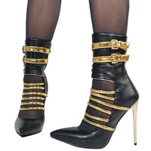 Charger l'image dans la galerie, Summer  High Heels Gold Straps Cutout Ankle Sandal Boots
