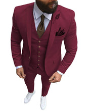 Load image into Gallery viewer, Men's Suits Prom Tuxedo Slim Fit 3 Piece Groom Wedding Suit For Men Custom Blazer Terno Masuclino 3 Pieces (jacket+vest+pant)
