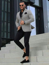 Load image into Gallery viewer, Grey Men  Casual Blazer Suits 2 Pieces Jacket Pants
