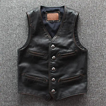 Lade das Bild in den Galerie-Viewer, Mens Cowhide Genuine Leather Vest
