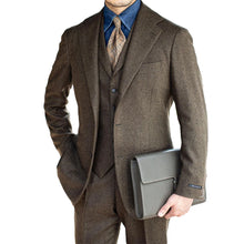 Load image into Gallery viewer, Tailor-Made 3 Pieces Black Herringbone High Quality Suit
