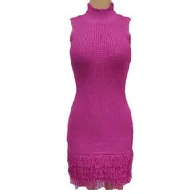 Load image into Gallery viewer, Sleeveless Design Openwork Tassel Mini  Knit Dress

