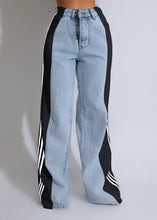 Load image into Gallery viewer, Multi-Color Side Stripe Wide-Leg Jeans
