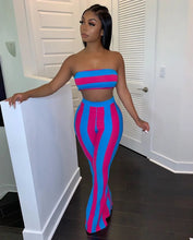 Lade das Bild in den Galerie-Viewer, Women Striped  Crop Top Pants Two Piece Sets
