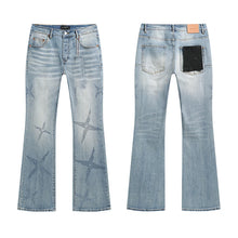Load image into Gallery viewer, High Diamond Button Fly  Button Fly Ripped Stacked Flared Jeans
