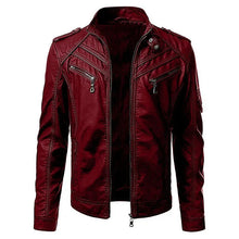 Load image into Gallery viewer, Men Faux Leather Jacket Motorcycle 5Xl Men Jackets Black Jaqueta De Couro Masculina Outwear Male Slim Fit Pu Leather Coats Man
