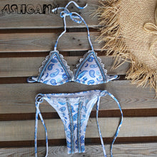 Lade das Bild in den Galerie-Viewer, Sexy Brazilian Print  Halter Backless Swimsuit
