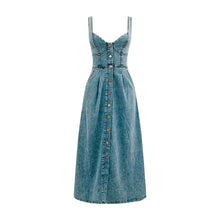Lade das Bild in den Galerie-Viewer, Fashionable V-neck Sexy Sleeveless Casual Button Denim Women's Dress

