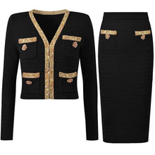 画像をギャラリービューアに読み込む, Sequined Beaded Knitted  Cardigan Two-Piece Skirt

