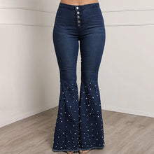 Load image into Gallery viewer, Women Beading Wide Leg Bell Bottom Jeans
