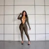 Lade das Bild in den Galerie-Viewer, Club Deep V-Neck Long Sleeve High Waist Jumpsuit
