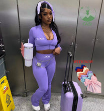 Charger l'image dans la galerie, Women's Sportswear Zipper Jacket and Flare Pant Tracksuits Set
