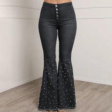 Load image into Gallery viewer, Women Beading Wide Leg Bell Bottom Jeans
